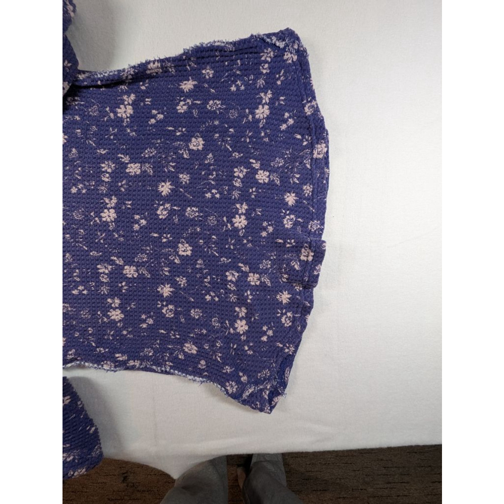 Women's Free People Blue Floral Long Sleeve Tee L - Picture 5 of 9